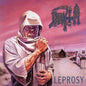 Death- Leprosy (Hot Pink, Bone White and Blue Jay Tri Color Merge with Splatter)